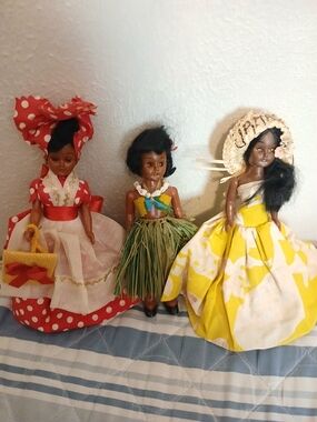 Lot Of 3 Collectible Folk Art Dolls New Orleans Hawaiian Jamaica